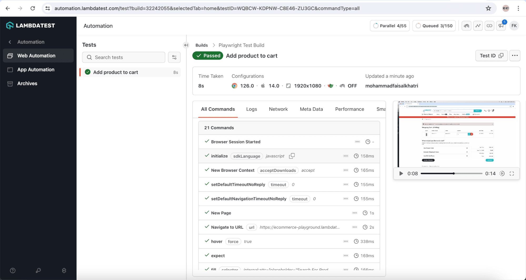 test details lambdatest